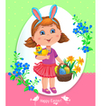 Easter card with girl Easter card with girl vector image