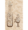 Wine bottle and glass vector image