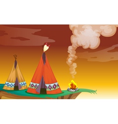 Tent house and fire vector image