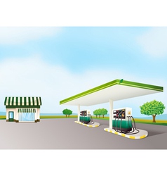 A house and a gas station vector image
