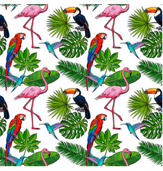 Seamless pattern backdrop design of tropical palm vector image
