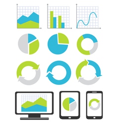 Business chart and graph icons vector image