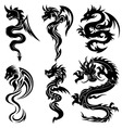Set of the chinese dragons tribal tattoo vector image