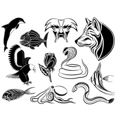 Set of various tattoos vector image