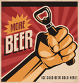 Beer retro poster design with revolution fist vector image
