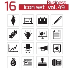 Black business icons set Black business icons set vector image