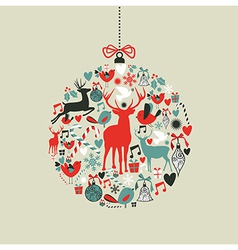 Christmas icons in bauble shape vector image