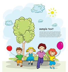 Kids playing vector image
