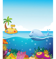 A fish looking at the island with an arrow vector image