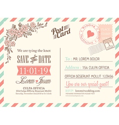 Vintage postcard background for wedding invitation vector image
