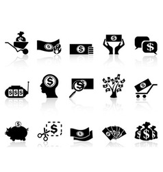 Black money icons set vector image