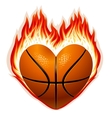 Heart shaped basketball on fire vector image
