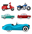 Classic cars and motorcycles vector image