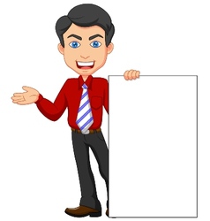 Office worker cartoon with blank sign vector image