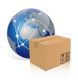 Earth with cardboard box vector image