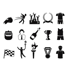 Black sports icons set vector image