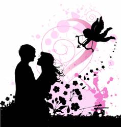 Valentines background with cupid vector image