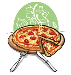 Pizza with salami vector image