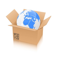 Earth in an open cardboard box vector image