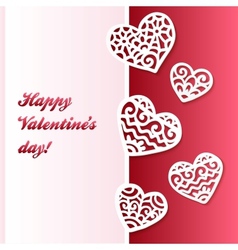 Cut out paper lacy hearts valentines card vector image