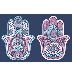 Indian hand drawn hamsa with ornaments vector image