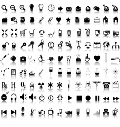 Icons black on white vector image