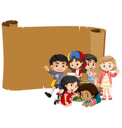 Banner template design with kids in park Vector Image