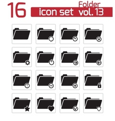 Black folder icon set vector image