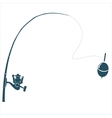Fishing rod on the white backdrop vector image