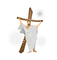 Jesus Christ Standing with A Wooden Cross vector image