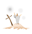 Jesus Christ with Wooden Cross on A Mountain vector image