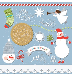Set of Christmas and New Year elements vector image
