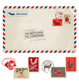 Christmas Vintage Postcard with Postage Stamps vector image