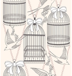 Birdcage flowers and birds vector image
