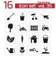 Black gardening icons set vector image