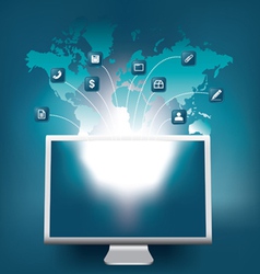 Monitor map icons vector image