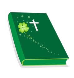 Holy Bible with Wooden Cross and Shamrock vector image