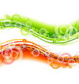 Green and red wave on the white vector image