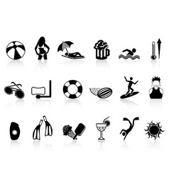 Black summer heat icons set vector image