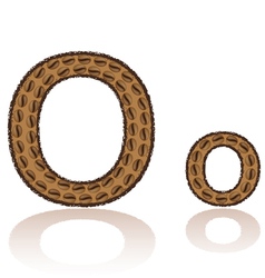 Letter o is made grains of coffee isolated on whit vector image
