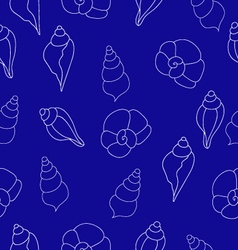 Blue seashells line art seamless pattern Vector Image