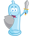 Condom With Shield And Sword vector image
