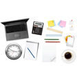 Grey notebook and group of office sumples vector image