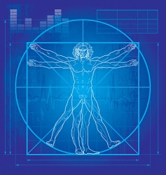 Vitruvian man blueprint version vector image