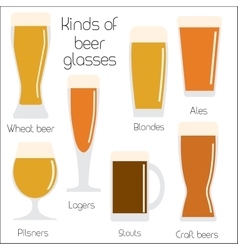 Set of beer glassware Cool minimal flat Set of beer glassware Cool minimal flat vector image