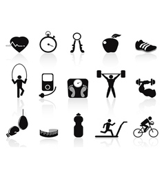 Black fitness icons set vector image