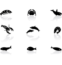 Ocean life icons 2 vector image