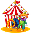 A tent at the back of the clown and the ring of vector image