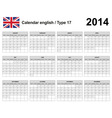 Calendar 2014 English Type 17 vector image