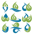Drop and leaves signs symbols and icons vector image
